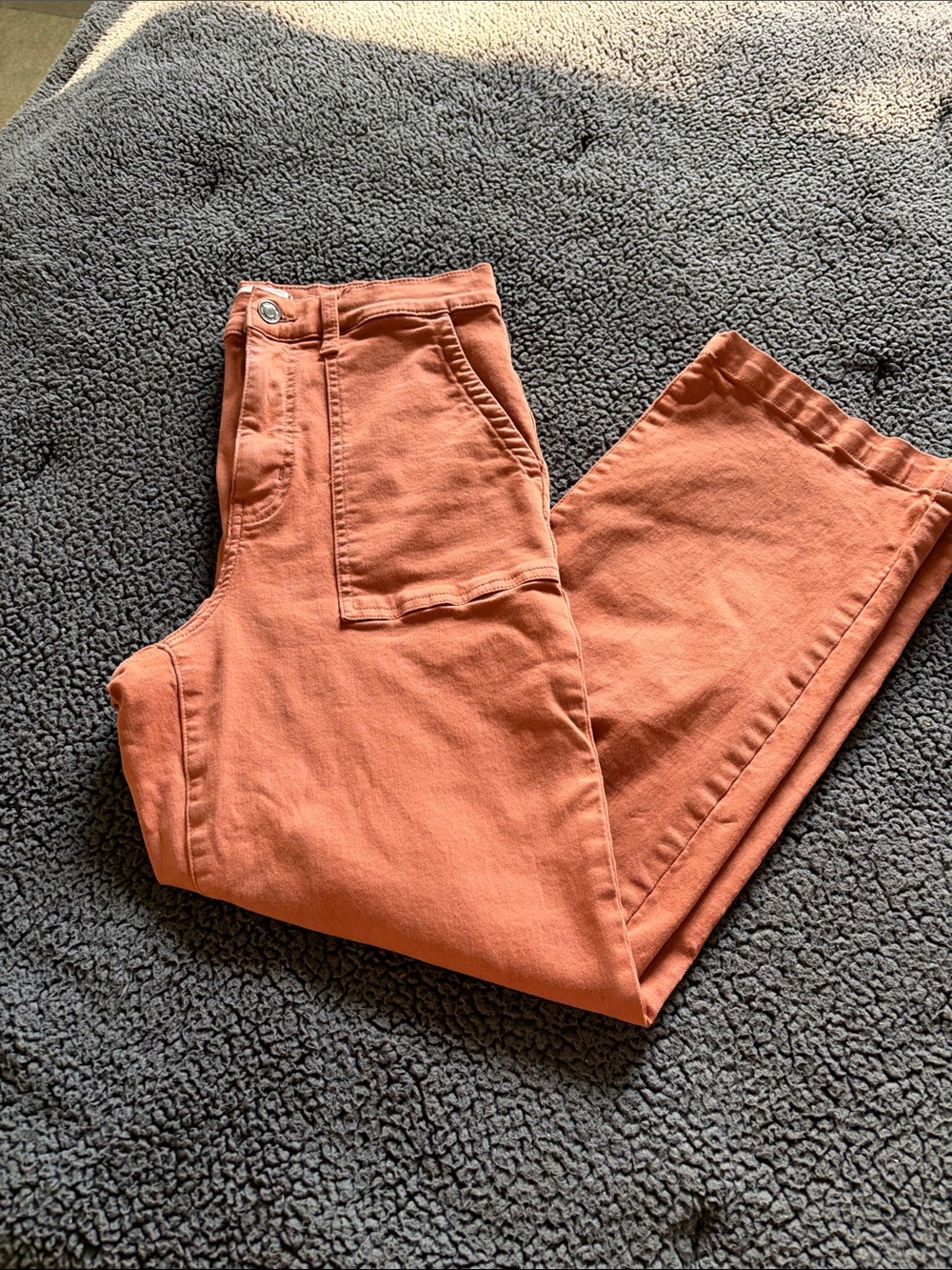 High-Rise Cropped Pants in Rust Orange